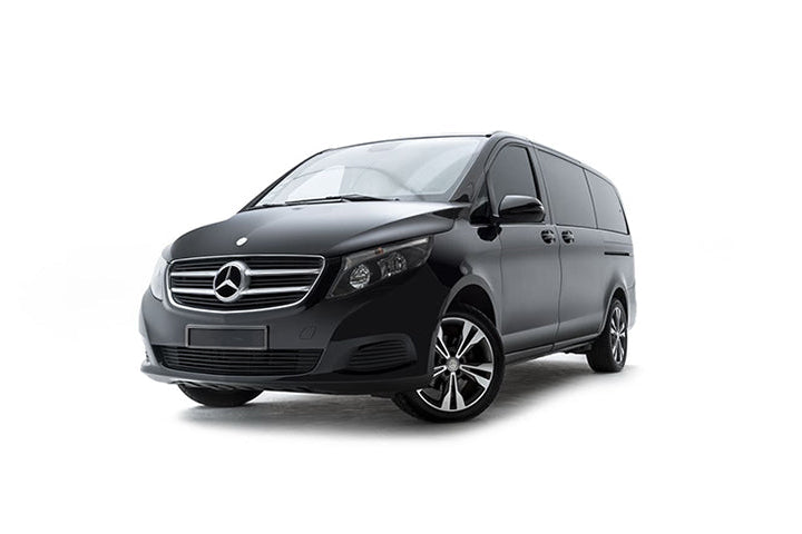 Black Mercedes-Benz van on a white background