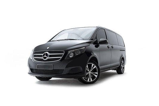 Black Mercedes-Benz van on a white background